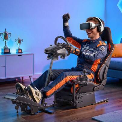 Racing Wheel Stand, Heavy-Duty Simulator Cockpit Steering Wheel Stand, Fit Logi Tech G25, G27, G29, G920, G923, Thrust Master T300RS, TX F458, T500RS, T3PA-PRO (F1/GT) And CSR Pedals