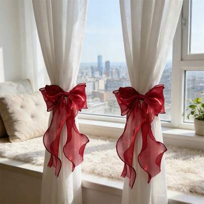 Juego de 2 alzapaños para cortina con lazo, elegantes y modernos, ajustables, para decoración del hogar