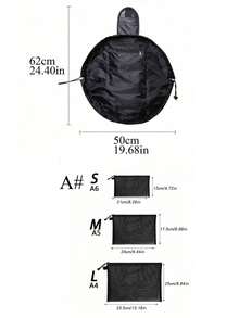 1pc Portable Polyester Makeup Storage Bag, Daily Black Drawstring Design Make Up Organizer Storage Bag For Outdoor Travel,Boho Vibes,For Holiday Beach, Bathroom Collection, Bedroom Collection, Large Capacity,Makeup Bag,Travel Essential - Black - View 10