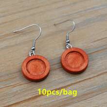 10pcs/Set 10/12/14/16/18/20/25/30mm Round Black Wooden Base Stainless Steel Earring Hooks Tray Blank Base Earring DIY Jewelry Making Accessories - Round Wood Earrings - View 32