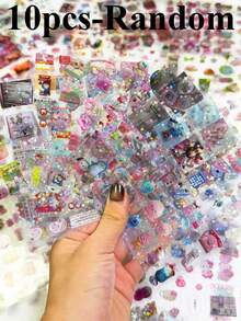 10pcs Assorted High-Quality Cartoon-Style Japanese-Inspired Decorative Planner Stickers, Suitable For Planner Decoration And Laminating Techniques (Some Designs May Have Color Variations) - Multicolor - View 9