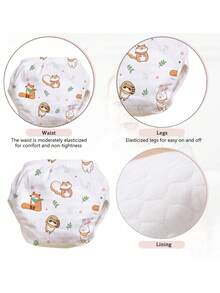 3/6pcs Baby Potty Training Pants & Washable Diaper Covers, 6-Layer Breathable Gauze Cloth Diapers, All Season Baby Cloth Diapers, Reusable Diaper Pants, Potty Training Underwear For Infant Boys & Girls - Multicolor - View 5