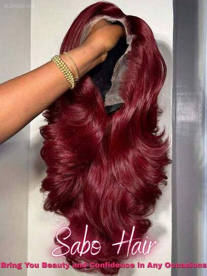 Peluca frontal de encaje transparente HD de 28 pulgadas con cabello humano, 200% de densidad, color 99j borgoña, línea del cabello previamente recortada, adecuada para uso diario o eventos