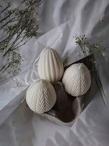 1个条纹鸡蛋硅胶模具，树脂硅胶模具，简约风格，适用于石膏、树脂、微水泥等DIY工艺品，以及复活节和其他节日派对装饰。采用硅胶材质，易于脱模，是工艺爱好者和各种手工爱好者的理想之选。 - 復活節模具 - 查看 4