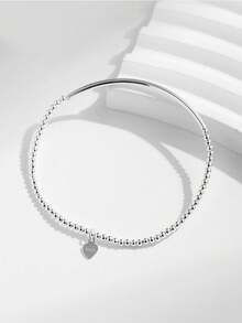 1条S925纯银森系串珠手链，简约可爱圆形珠子和管状弹力手链，优雅百搭的珠宝礼品 - 原子 - 查看 14