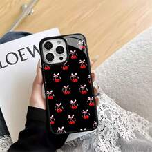 Estuche para teléfono con patrón de lazo de cereza Compatible con estuches para teléfonos   17  17 Pro  16 Pro Max  15 Pro Max  14 y  13 Hecho de material TPU duradero, resistente a caídas y elegante Un regalo perfecto para familiares, amigos y seres queridos y un excelente regalo para cumpleaños, día de San Valentín y año nuevo. - Negro - Ver 2