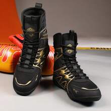 Zapatos de lucha para hombres con peso ligero, zapatos de boxeo Sdtdid hechos de microfibra de ante para gimnasio, levantamiento de pesas, culturismo, entrenamiento, etc. - Negro - Ver 2