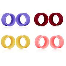 12pcs/8pcs Thin Punk Style 8-19mm PLA Ear Gauges, Simple & Fashionable Personalized Ear Plugs Piercing Jewelry Women New Arrival Valentine Gift - Round - View 13