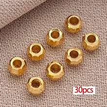 30颗黄铜珠，18K镀金圆珠，2/3/4毫米，无缝光滑，散装小金属隔珠，可堆叠，适用于项链、手链、耳环等首饰制作及DIY工艺品 - 彩色 - 查看 9
