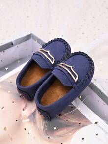 Nuevos mocasines para niños, zapatos planos para niños con suela antideslizante y suave para exteriores, zapatos de cuero para estudiantes para todas las estaciones - Azul - Ver 2