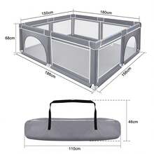 Activity Fence/Isolation Barrier/Activity Center, With Non-Slip Base And Breathable Mesh Fabric (127*127*68 Cm/150*180*68 Cm/180*200*68 Cm) - Grey - View 4