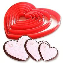 6pcs Heart Shaped Plastic Cookie Cutter Set, Biscuit, Cake, Jelly Mold Cutting Tools - Multicolor - View 2