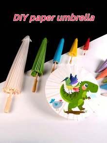 33-Inch (Approx. 83.8cm) Paper Umbrella, Chinese Style Sun Umbrella, DIY Oil Painting Paper Umbrella Craft, Wedding Bride Party Decor - White - View 3