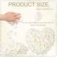 1套（100/300/600/800片）丝绸玫瑰花瓣，婚礼玫瑰花瓣，白色花瓣，人造玫瑰花瓣，求婚篮，走道，新娘送礼会，餐桌装饰 - 白色 - 查看 7