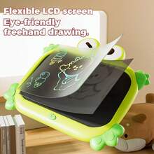 1个粉色/黄色/绿色卡通螃蟹/青蛙液晶手写板，11英寸ABS可重复使用绘画练习板，带一键擦除功能，适合18个月及以上儿童（含纽扣电池） - 多色動物畫板 - 查看 6