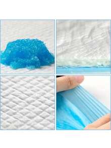 10/40/100片装超强吸水狗狗尿垫，防漏除臭，尺寸分别为33厘米 x 45厘米（小型犬）和60厘米 x 60厘米（中/大型犬）。内含除臭凝胶，有效去除宠物粪便异味，保持家居清洁无异味。 - 藍白色 - 查看 6