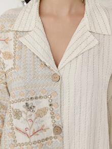 2026 New Style Ramadan Traditional Elegant Embroidered Beaded Arabic Women's Long Sleeve Dress JALABIA - Apricot - View 3