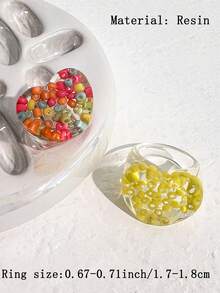 2枚夸张糖果透明树脂戒指，流行款，适合日常佩戴 - 2pcsA - 查看 10