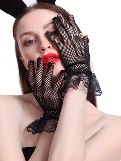 1双/3双/6双 复古1950年代短款蕾丝手套 - 优雅复古风，适合婚礼、下午茶、舞会等场合，也适合婚礼、正式活动、历史服装搭配，可爱薄纱短手套，适合春夏、夜店舞会、连衣裙等场合。