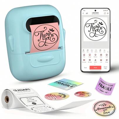 Marklife Imprimante d'étiquettes thermiques sans fil P50, imprimante d'étiquettes portable Bluetooth, peut imprimer des étiquettes de nom, des étiquettes de produit, des étiquettes d'adresse et des autocollants de remerciement. Convient aux étudiants, aux familles et à l'usage personnel. Compatible avec les systèmes Android, Apple et Windows.