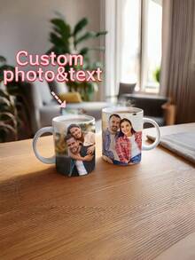 1Pc Personalized Photo Mug – Custom Picture Coffee Cup, High-Quality Print, Everyday Use Ceramic Mug, Thoughtful Gift From Daughter To Dad, Perfect For Birthdays, Father's Day & Daily Coffee Moments - Multicolor - View 1
