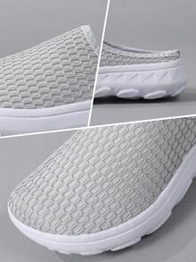 2026 Spring/Summer New Men's Soft Bottom Lightweight Casual Shoes, Fashion, Woven Nylon Mesh, Hollow Breathable, Outdoor Non-Slip Slip-On Shoes, Father's Day Gift - Light Grey - View 7