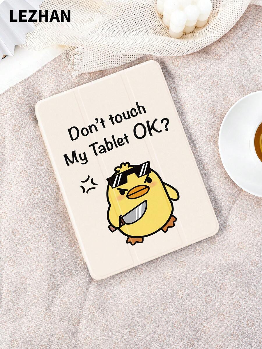 1个卡通动物“别碰我的平板电脑”图案平板电脑保护套，带笔槽，防摔，三折式平板电脑支架保护壳，兼容10.2英寸、11英寸（2021/2020/第十代）、（A16）11英寸（第十一代/2025）、第八/第九/第十代、Galaxy Tab A8 10.5英寸（2022）、Matepad 10.4英寸/平板电脑，浪漫礼物 - 彩色 - 查看 1