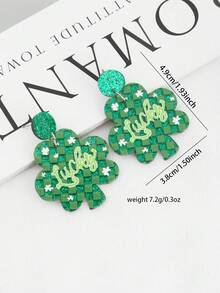 1 Pair Fashionable & Cute Lucky Tree Design Earrings, St. Patrick's Day Series, Suitable For Holiday Wear Or Daily Use - Green - View 4