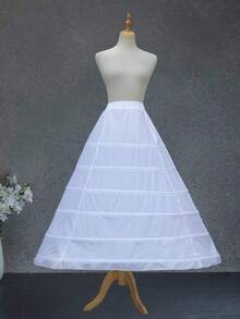 1pc Women's White 2~6-Hoops Bridal Wedding Dress Petticoat, Dress Underskirt, Flying Saucer Petticoat, 2 Steel Hoops 1 Net Princess Dress Petticoat, 4 Layers Hard Net Boneless Petticoat, 4 Steel Hoops 5 Ruffle Petticoat, 3 Steel Hoops 1 Net Trailing Petticoat, 3 Layers Crystal Tulle Mermaid Petticoat, Extra Large 6 Steel Hoops 6 Mesh Petticoat - White - View 15
