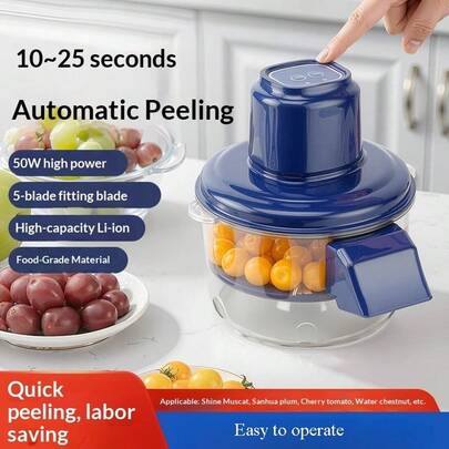 RAF Automatic Fruit Peeler - Electric Fruit Peeler, Suitable For Green Grape Peeler And Cherry Tomato Skin Removal, Compact Fruit Peeler For Small Round Fruits, Smart Kitchen Tool For Home Chefs, Jam Making, Automatic Grape Peeler, Electric Garlic And Cherry Tomato Peeler, Suitable For Small Produce, Easy Peel Kitchen Tool
