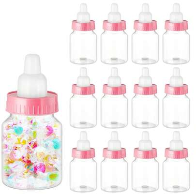 12pcs Mini Clear Plastic Candy Jars, Suitable For Shower Favors, Party Gifts, Wedding, Birthday Decorations