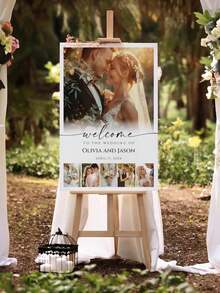 Customized Wedding Poster, Personalized Minimalist Wedding Welcome Sign, Modern Wedding Welcome Sign, Editable Wedding Poster, We Are Glad You Are Here Welcome Sign, Customized Canvas Poster - Personalized Wall Art, Customized Text Poster, Wedding Welcome Sign, Welcome Poster - Multicolor - View 5