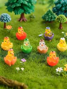 10Pcs Glow-In-The-Dark Mini Resin Ducks - Random Color Vegetable & Fruit Style Tiny Figurines For DIY Fairy Garden, Micro Landscape, Glass Container, Potted Plant, Car Interior, Party Decor & Birthday Gift - Multicolor - View 5