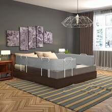 Bed Rails, 100/150/180/200 Cm, Height Adjustable, Suitable For Bed Frames, Linen Grey. - Grey - View 5