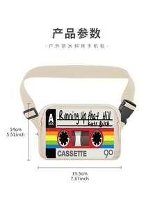 Túi đeo chéo ngực in hình băng cassette cổ điển, túi đeo hông có dây điều chỉnh, túi đeo vai mini, túi nhỏ có khóa kéo nhẹ đựng điện thoại, ví và chìa khóa, phù hợp cho cả nam và nữ, phong cách hip-hop đường phố Y2K, tuyệt vời cho chạy bộ, du lịch, tập thể dục, sử dụng hàng ngày. - Nhiều màu - Xem 9