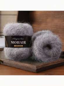 2pcs Alpaca & Mohair Ombre Gradient Hand-Knitted Medium Thick Patterned Baby Mohair Shawl Blanket Set, Alpaca Mohair, Long Mohair, Fine Mohair Yarn, Knitting Sweater, Crocheting Shawl, Vest, 25g 2 Skeins Handmade Yarn - Black Label Alpaca Mohair - View 7