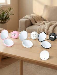 Portable Mini LED Makeup Mirror, USB Rechargeable LED Travel Makeup Mirror, Foldable Compact Makeup Mirror (Ideal For Dorms), Solid Color Lighting Mode, Natural Brightness, USB Rechargeable Tabletop Makeup Mirror, 3-In-1 Foldable Makeup Mirror, Suitable For Dorm/Travel/Makeup/Office/Bedroom, Perfect Christmas And Halloween Gift For Women And Mothers - Pink - View 11