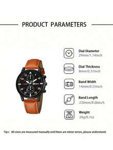 Fashionable Business Style Leather Belt & Wrist Watch Luxury Alloy Versatile High-End Men's Watch Set - Brown - View 4