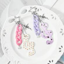 1件装 女士新款韩版复古波点音符亚克力钥匙扣配饰，创意复古可爱派对包挂饰 - 彩色 - 查看 2