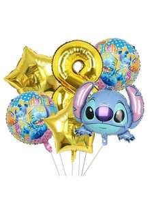 Hasbro Bộ 26 cái/6 cái bóng bay số chủ đề Lilo & Stitch, bao gồm bóng bay số kim loại màu xanh 1-9 và một bóng bay kim loại hình Stitch, hoàn hảo cho tiệc sinh nhật và các buổi tụ tập theo chủ đề - Nhiều màu - Xem 21