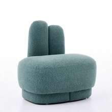 Cozy Bunny-Ear Fabric Ottoman, Fixed Padded Stool With Cute Ears, No Storage Space, Not Removable - Green - View 9