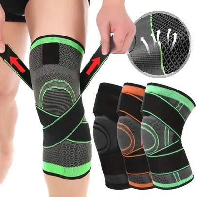 1 pieza Manga corta de compresión para rodilla, diseño de doble correa tejida para hombres y mujeres, baloncesto al aire libre, fitness, running, senderismo, ciclismo