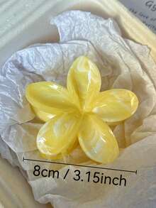 2pcs/1pc Women Beige Stripe Barrette & Yellow Daisy Flower Barrette Combo, Fashion Hair Claw Hair Accessories, Elegant & Versatile Women Claw Clip Elegant Hair Clips - Multicolor - View 3