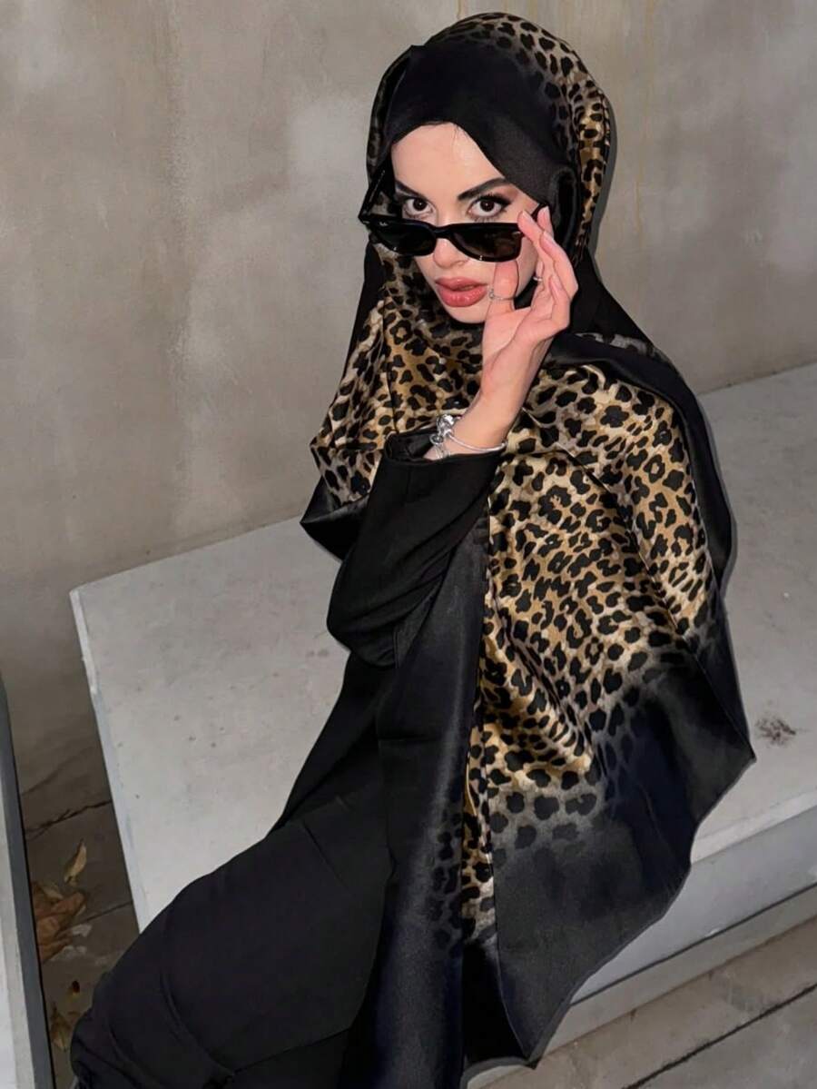 1 件复古波西米亚豹纹围巾/女式头巾，适合日常佩戴长袍头带