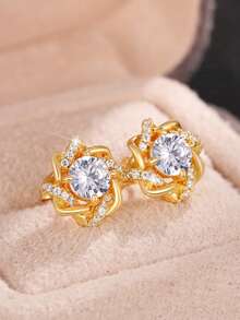1 Đôi bông tai đính đá Cubic Zirconia cao cấp dành cho thiếu nữ, thích hợp để trang trí hàng ngày, dự tiệc hoặc làm quà tặng sinh nhật. - 1 # - Xem 2