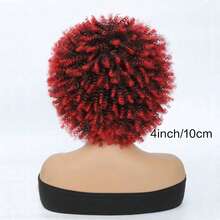 Curly Wig Afro Wigs For Women Short Curly Wigs For Women Kinky Curly Wig With Bangs Natural Hair Wigs For Women - 紅色 - 查看 4