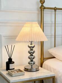 1pc USB Powered Silver Lamp Pole Desk Lamp, Retro Style Lamp, Suitable For Bedside, Hostel, Dining Room, Camping, Minimalist Warm Light Lamp, Atmosphere Night Light - Silver - View 1