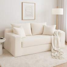 Convertible Sofa Bed, Loveseat Folding Floor Futon Sleeper Sofa Couch Bed- Full Size Boneless Foldable Couch, Corduroy Pull Out Sofa Bed With 2 Pillows For Living Room & Bedroom - Màu be - Xem 5