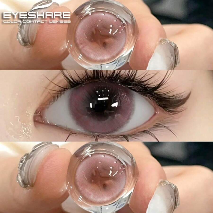 Eyeshare 1对韩国美瞳，彩色隐形眼镜，蓝色美瞳，棕色美瞳，自然灰色瞳孔，绿色美瞳