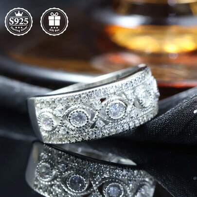 1 pieza Anillo de estilo callejero Hip-Hop de plata S925, accesorio de moda para mujer, adecuado para el Día de San Valentín, Navidad, cumpleaños, aniversario de boda, uso diario para amigos